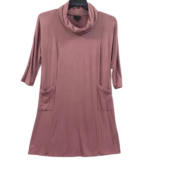 J Jill Wearever Sweater Womens Tunic S Pink Knit Cowl Pockets Pullover Stretch - Picture 1 of 11